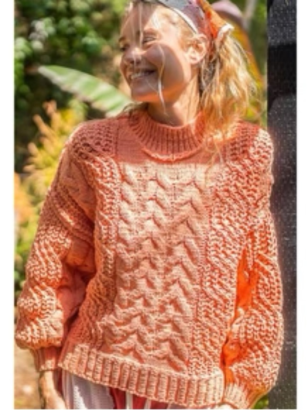 POL Mock Neck Cable Knit Sweater in Coral NWOT